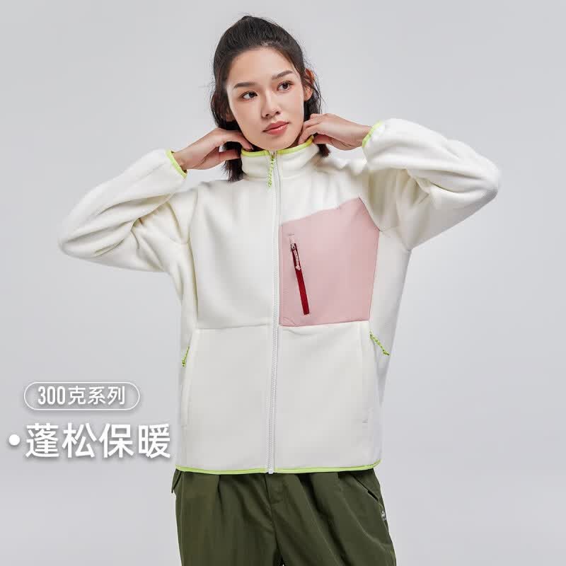 拓路者（Pioneer Camp）户外抓绒衣男女情侣装冬季保暖防风外套女立领摇粒绒内胆秋冬 米白 XL