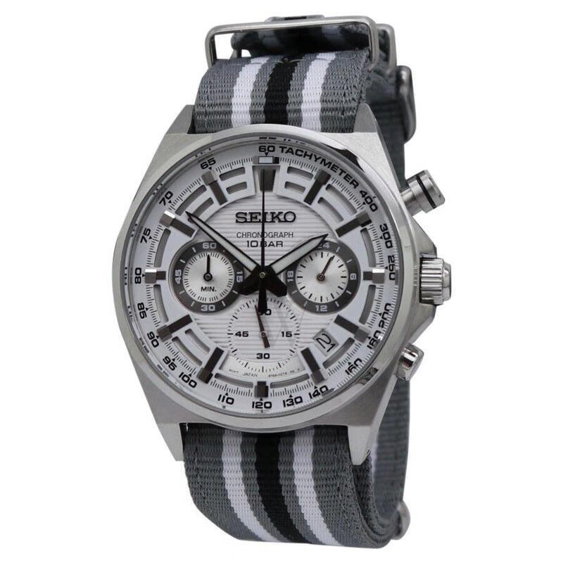 精工(seiko)chronograph男表三眼计时日显休闲防水石英运动男表ssb401