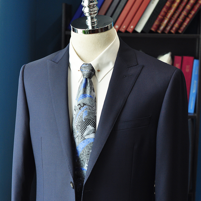 维达莱意大利进口vbc110s  蓝色纯色平纹西服 商务男士西装定做 一