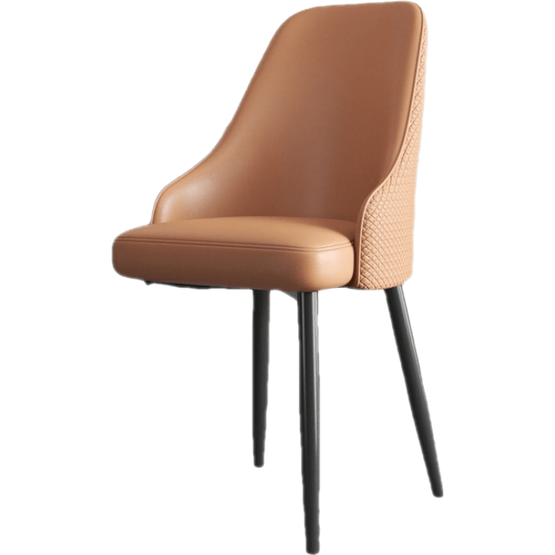 欣奢 家用北欧轻奢餐椅现代简约靠背椅子皮革软包餐厅餐桌椅网红美甲椅 桔色 加强加厚编制革