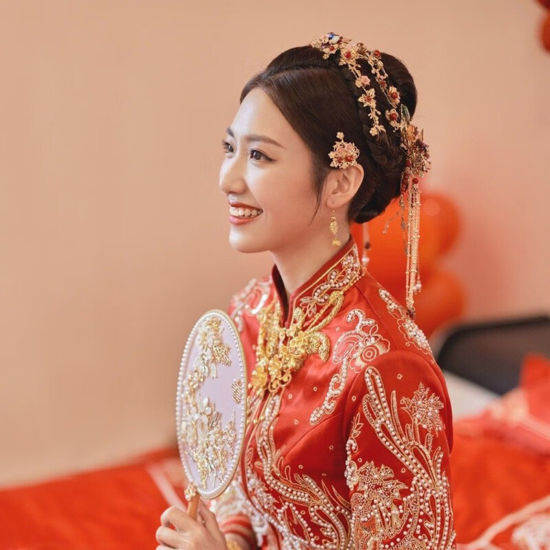 欧兰秀禾服头饰新娘2023新款结婚凤冠禾秀服大气简单发饰中式简约秀禾