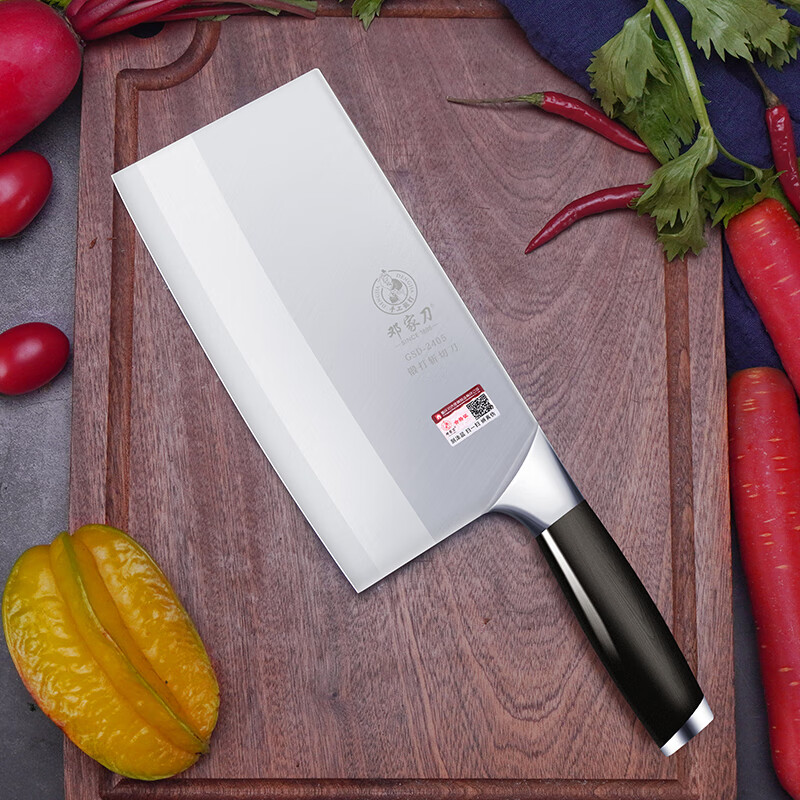 邓家刀厨师斩切刀锻打菜刀酒店专用切菜刀两用刀不锈钢刀具 ZD-2405