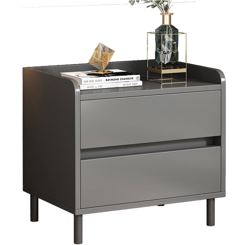 米昊(MIHAO)床頭柜臥室輕奢簡(jiǎn)約現代極簡(jiǎn)收納柜小型儲物柜床頭邊桌 雙抽帶柜腿丨天空灰50*40*50CM