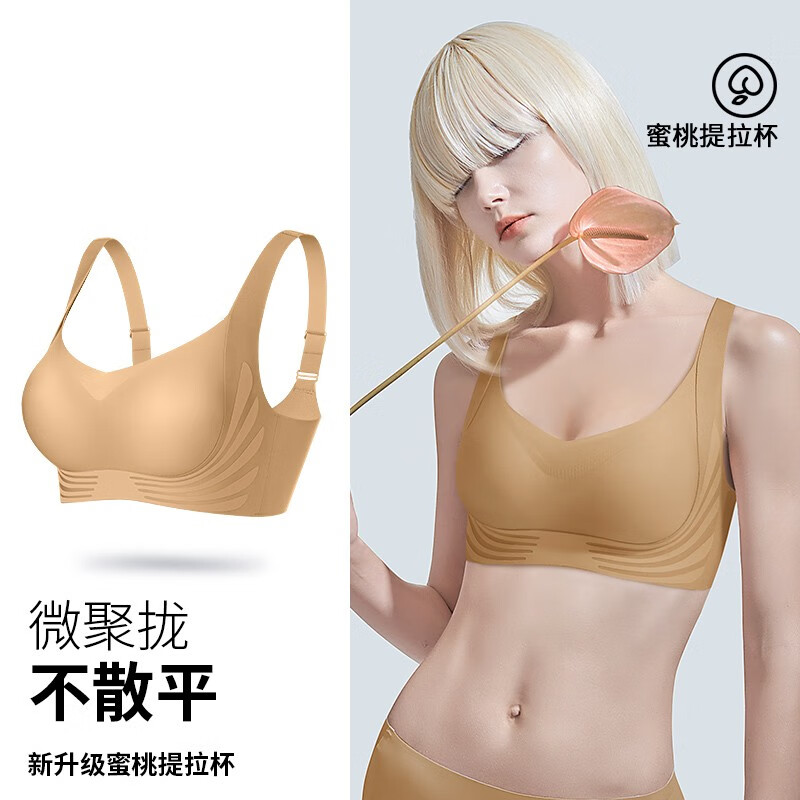 润微小提拉内衣女小胸聚拢显大防下垂收副乳无痕无钢圈文胸 舒适微聚款-奶肤色 S (适合75AB)