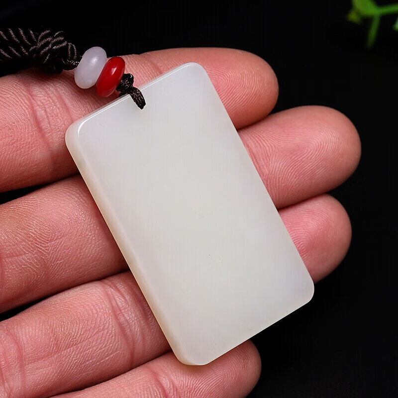 沭白白玉无事牌吊坠和田新疆玉平安玉牌男士玉佩玉石挂件项链