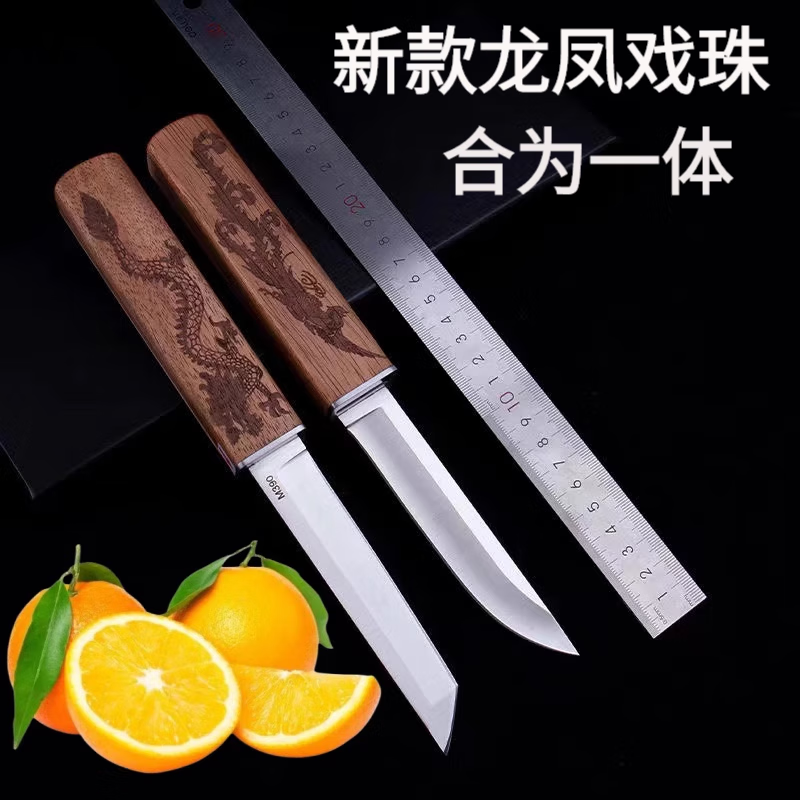 双刀合为一体 鸳鸯龙凤M390高硬度锻打加厚蒙古手把肉专用小刀切 龙凤双刀M390使用感如何?