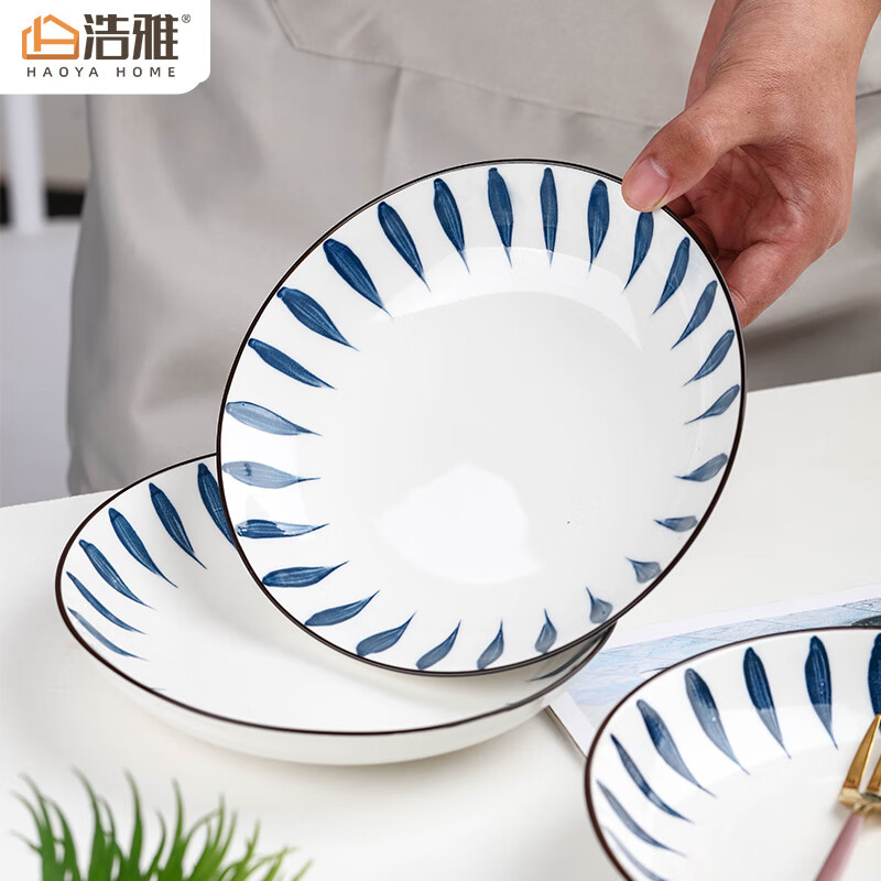 浩雅景德镇陶瓷家用餐具餐盘饭盘深盘碟子日式 8英寸饭盘兰草2个装怎么看?