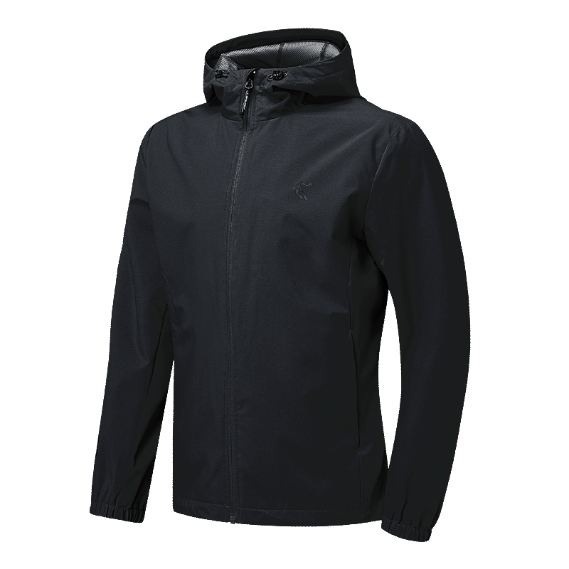 乔丹qiaodan男装运动服风衣连帽梭织防风外套男士休闲上衣男 黑色 m