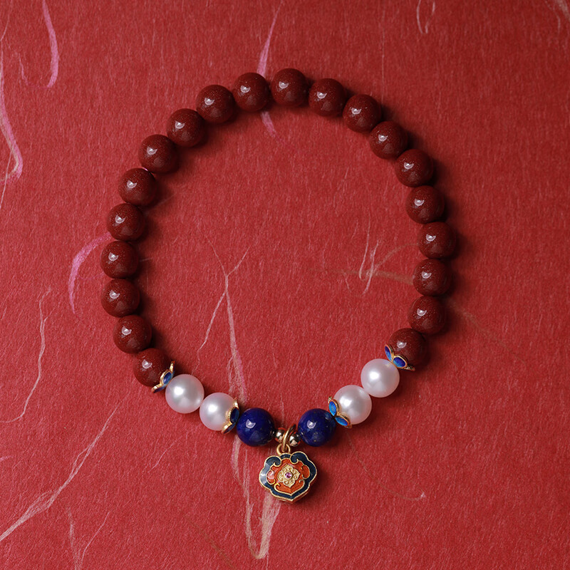 紫金砂国潮复古风珍珠手链女款本命年女友礼物 6mm紫金砂净手围14cm