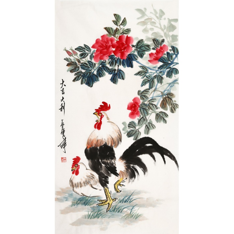 名人倪萍字画精品三尺竖幅写意花鸟国画手绘名家书画作品收藏礼品纯