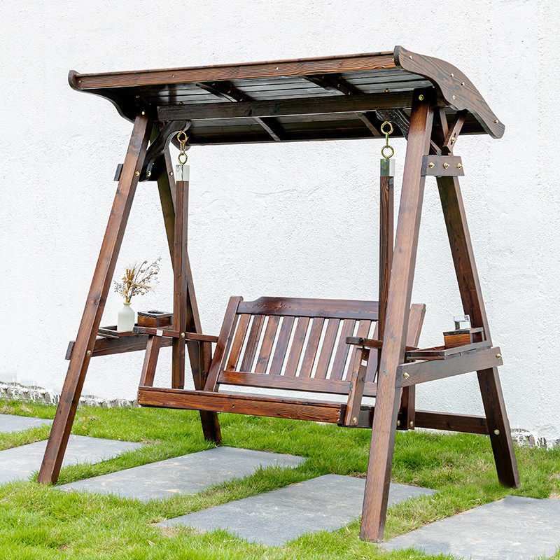 户外秋千防腐木吊椅家用室内吊篮椅子室外庭院实木休闲荡秋千摇椅