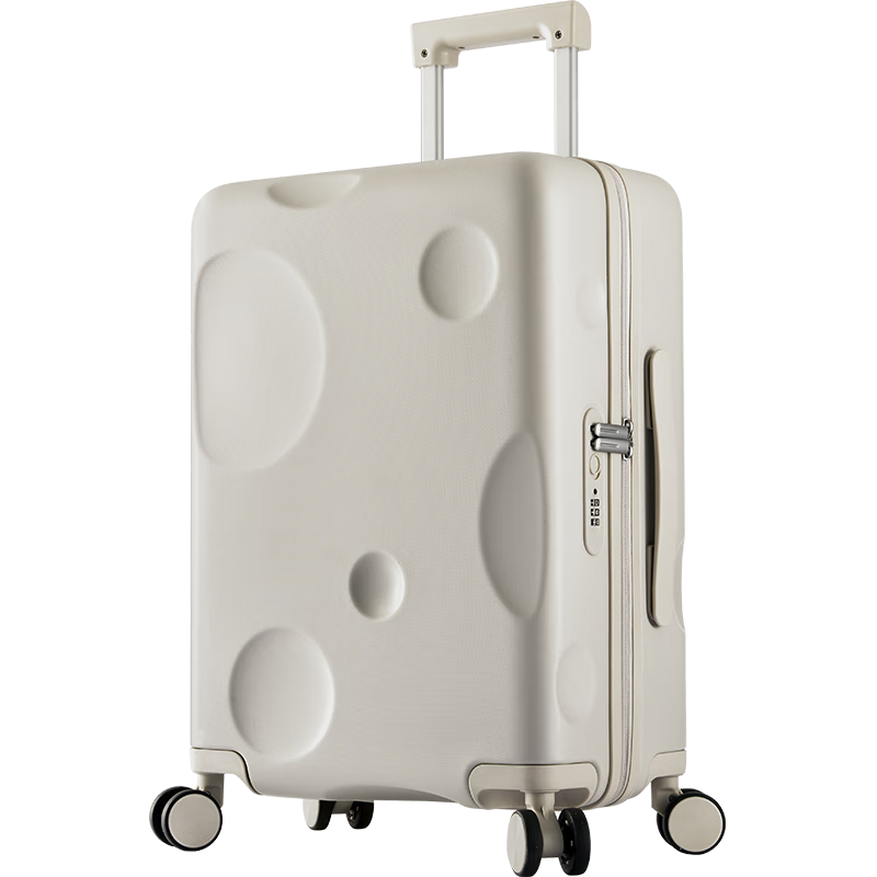 👜行李箱女士20英寸防刮耐磨拉杆箱高颜值出游旅行箱万向轮密码箱子CX8105奶茶白价格走势与评测