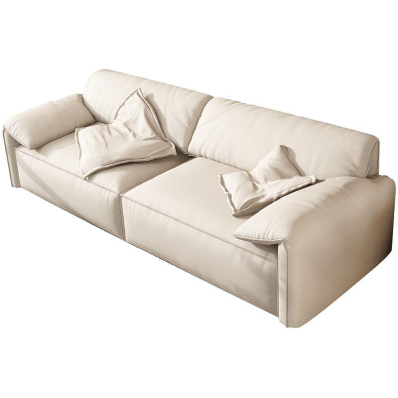 懒悠悠 意式极简科技布网红客厅沙发组合小户型实木大象耳朵高档布艺沙发家具 米白色 双人位（170cm）[一体]