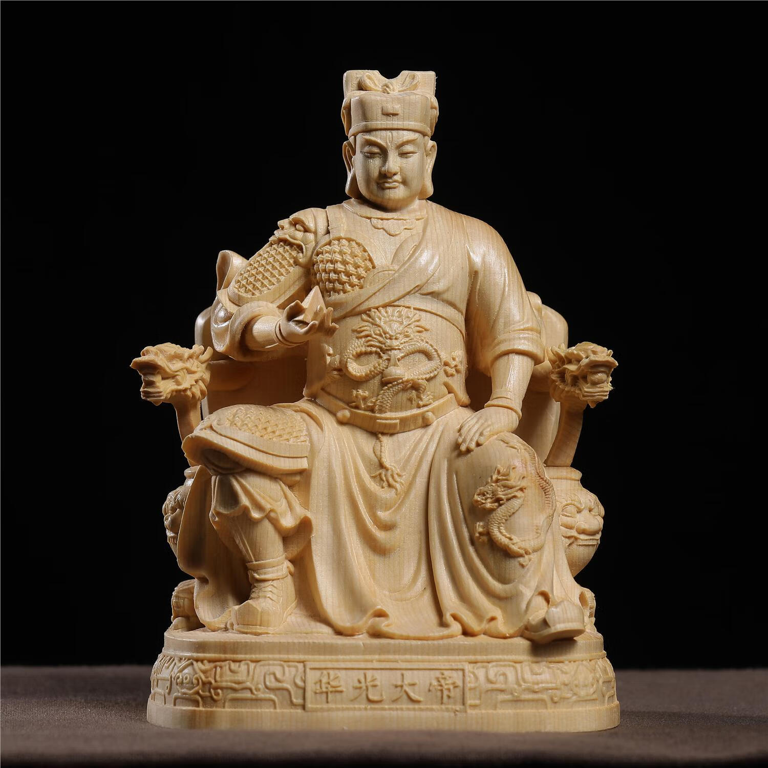 一木代传桧木雕刻华光大帝火神三眼马王爷护法神摆件佛堂供奉家居装饰