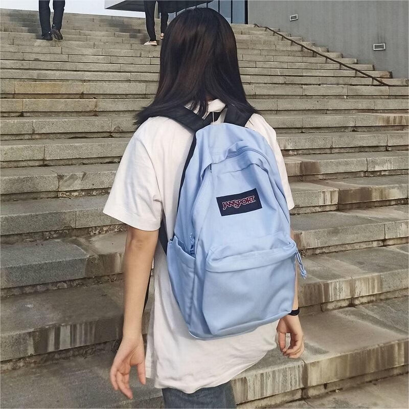 jansport初高中生书包大学生电脑包防水耐用校园多巴胺高颜值 雾霾蓝4