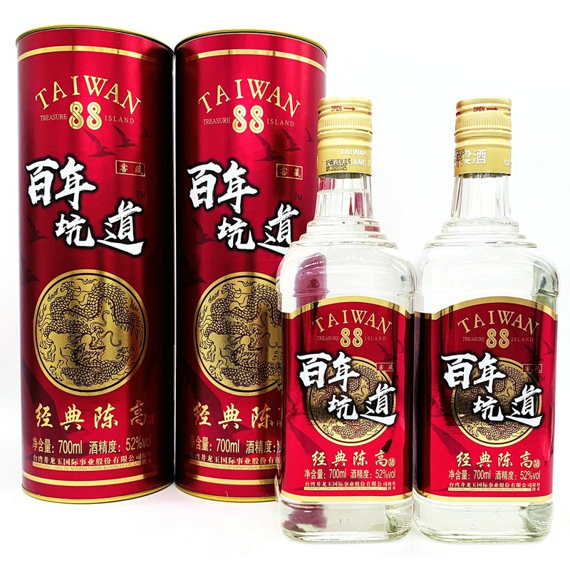 百年坑道台湾风味高粱酒700ml浓香型粮食白酒宴请 过节送礼盒装酒 52度 700mL 6瓶 典藏陈高