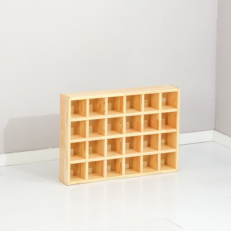培优幼儿水杯架实木口杯架木质茶杯柜幼儿木质水杯柜子带门挂壁 24格