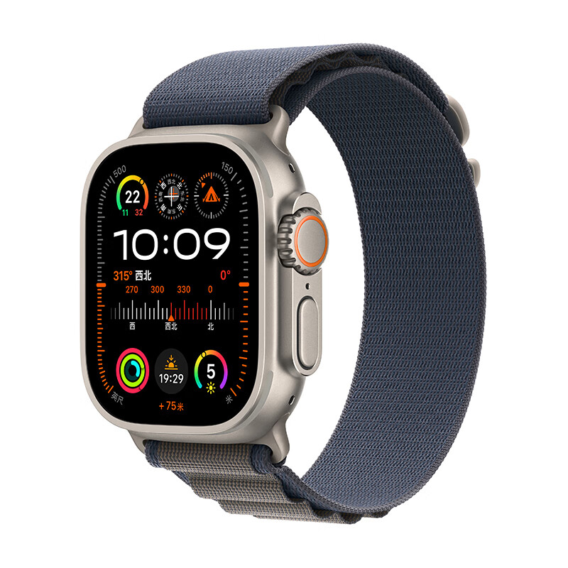 Apple/苹果 Watch Ultra2 智能手表GPS+蜂窝款49毫米钛金属表壳蓝色高山回环式表带大号MRFD3CH/A