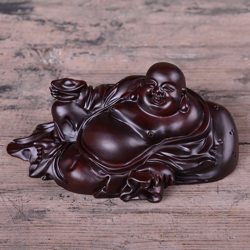 晨熟黑檀木雕弥勒佛摆件实木笑佛汽车摆饰工艺品车上摆放装饰汽车用品