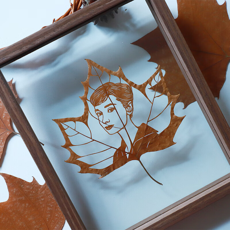 树叶人像叶雕照片定制刻画男女朋友特别的生日礼物结婚新年创意手