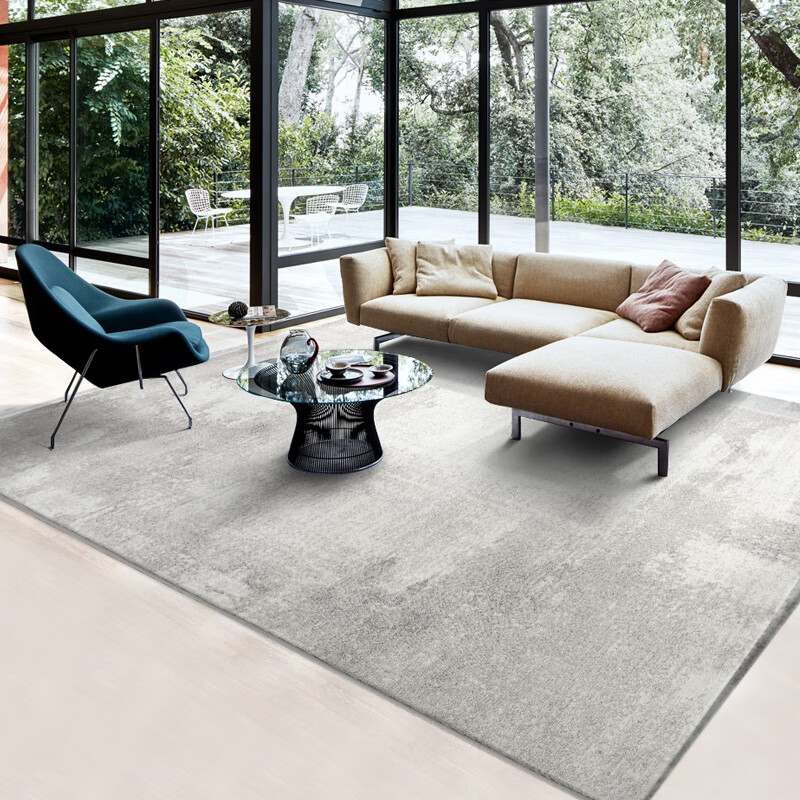 白萱现代简约地毯客厅卧室北欧ins风美欧式床边黑白灰茶几垫轻奢 月灰