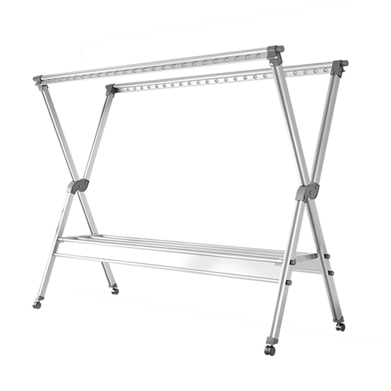 豪美佳 铝合金晾衣架落地折叠室内室外家用阳台挂衣架晒衣架凉衣架户外移动晾衣杆晒被子神器 旗舰七代·玫瑰金·1.5米【带轮+加固杆】 大