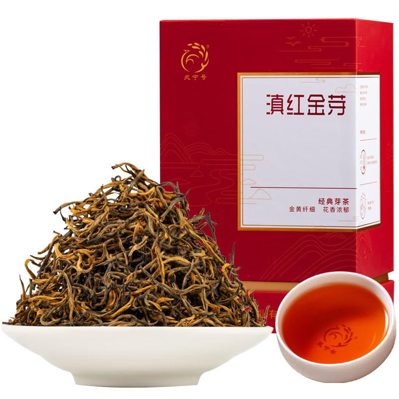 凤宁号红茶滇红金芽特级凤庆滇红茶云南高档滇红茶蜜香型茶叶送礼自己喝 盒装250g