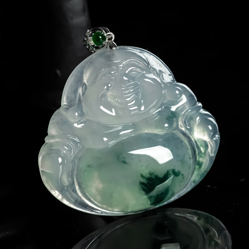 【珠宝严选】唯玉美 18k金扣头镶嵌翡翠佛公吊坠送家人送女友节日礼物