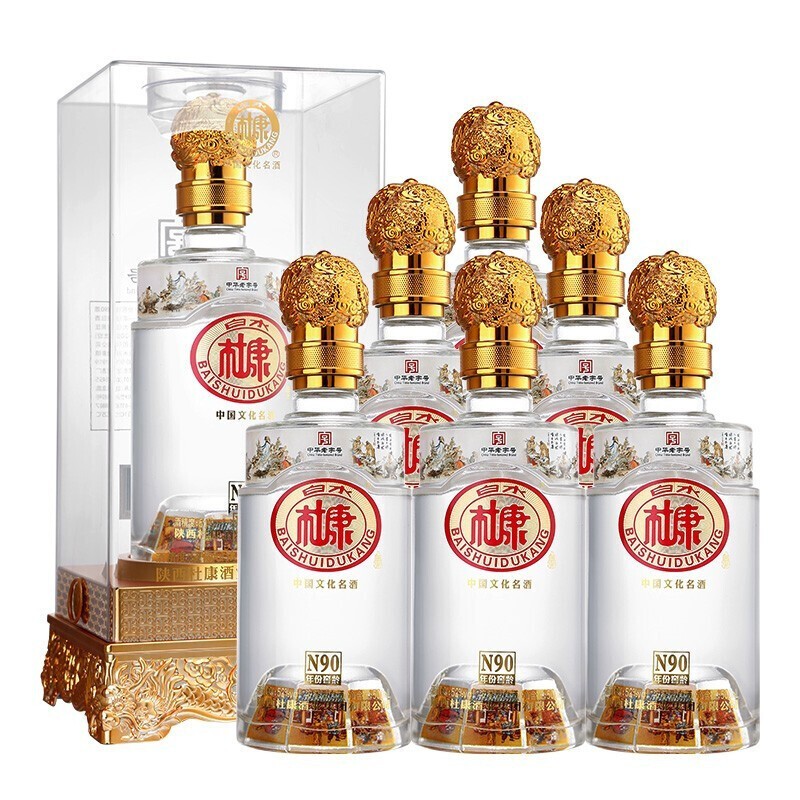 2件更划算再配7酒具陕西白水杜康酒52度浓香型白酒整箱6瓶中华婚宴