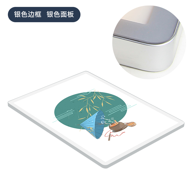 电梯广告框铝合金框大相框圆角磁吸展板贴墙亚克力画框架挂墙 银边银