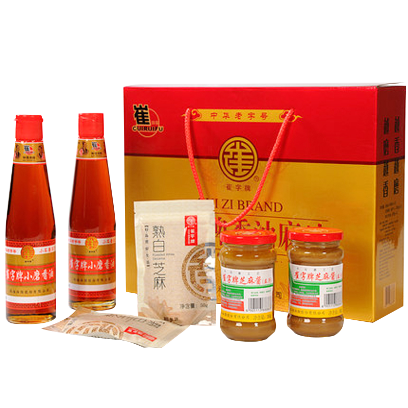 崔字牌組合禮盒（香油448mL芝麻醬300g熟白芝麻50g）x2中華老字號