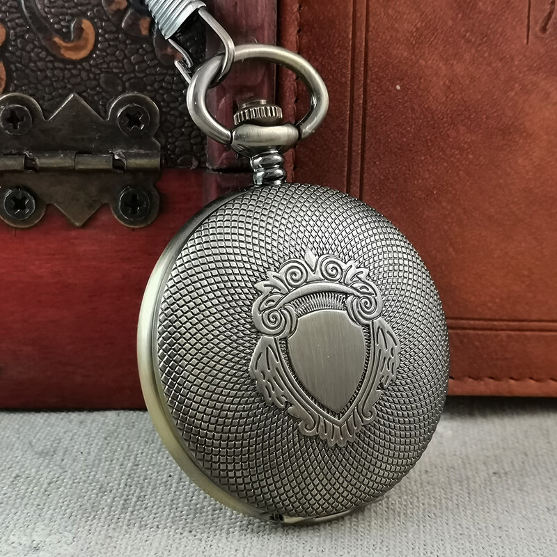 上海全自动机械怀表老上海自动机械怀表男款学生复古老式可放照的 盾牌自动-青铜色(现货直发)c