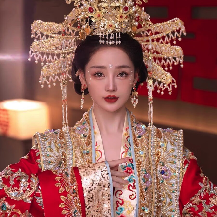 明制头饰汉服新娘凤冠2022新款中式婚礼皇后大婚秀禾发饰高端奢华属于什么档次？