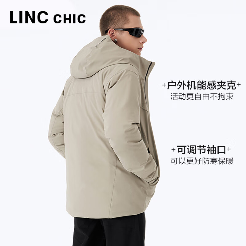 金羽杰冬季新款商务休闲羽绒服男短款反季连帽宽松轻暖冲锋衣N23801111 流沙色 S 适合120斤以下