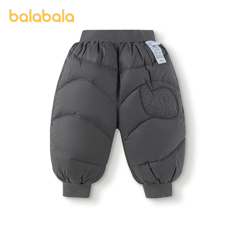 巴拉巴拉儿童羽绒裤男女童长裤冬季保暖裤2025新款潮 冷灰20502-灰鸭绒 100 cm