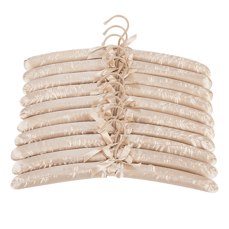 歐潤哲衣架無痕布藝色丁料衣架家用防滑包布衣掛衣?lián)瘟酪录茏酉銠壣?10只裝