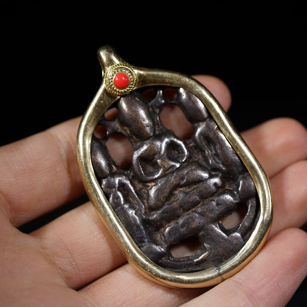 石俞记天铁托甲吊坠挂件一佛二弟子包边挂饰挂件释迦摩尼