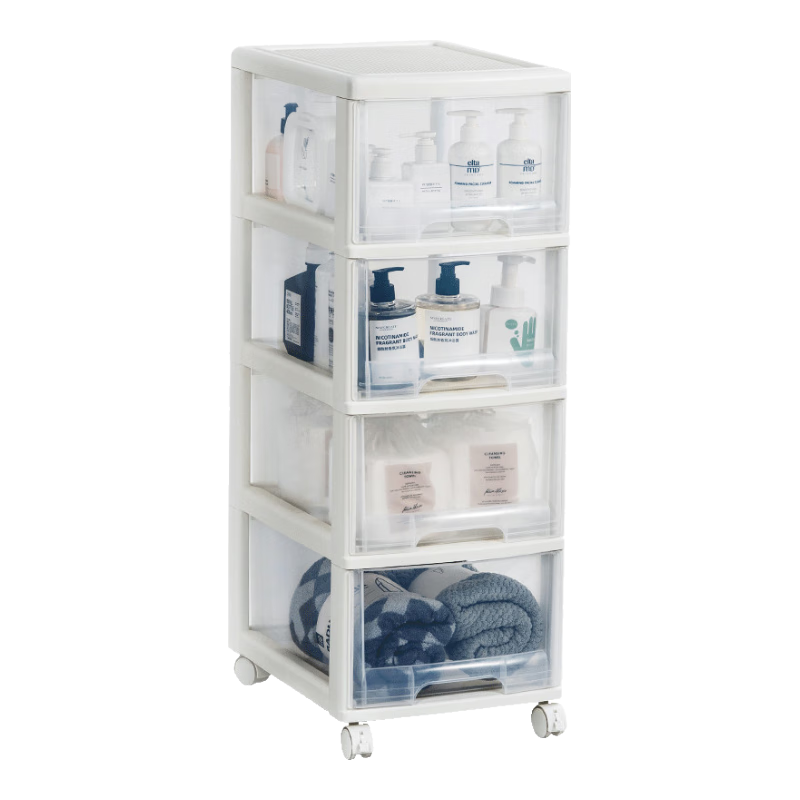 JEKO&JEKO衛(wèi)生間置物架落地夾縫收納柜浴室置物柜廁所馬桶儲物柜32cm寬四層