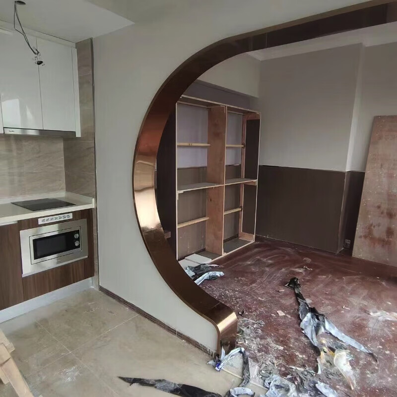 不锈钢弧形门套拱形圆形门套垭口客厅阳台入户包边条定制 玫瑰金镜面