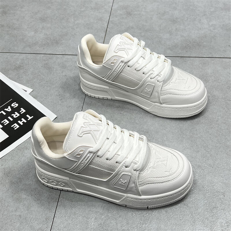 卡柏奇真软皮小白鞋女2023年春季新款厚底增高百搭港风休闲运动板鞋