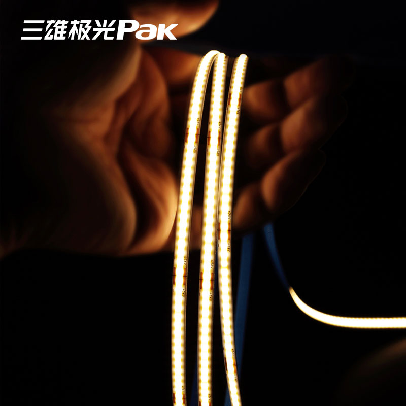 三雄极光led灯带24v银河低压cob软灯条家用自粘裸板展柜线形灯槽 8W COB【10米】320灯 24V 宽5mm 3000K暖黄