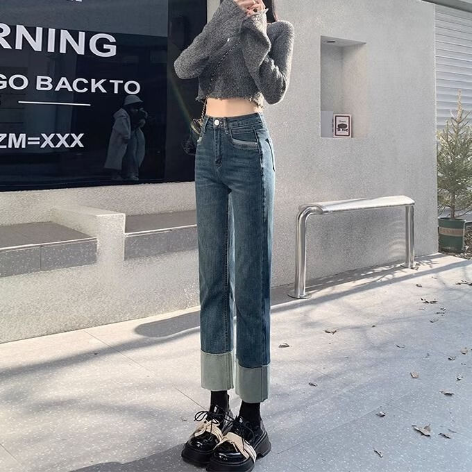 星垂晓雾牛仔裤女职场烟管裤紧身显瘦八1分裤小个子窄版直筒春季2024