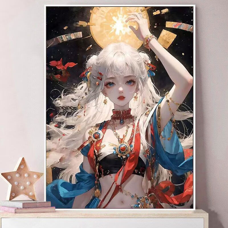 古风十二星座画手工diy满钻自粘新款带框装饰卧室餐厅 白羊座 带工具