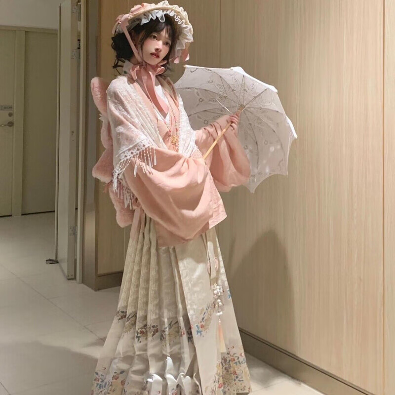 矢向京云染汉洋折衷水木秦淮明制织面裙搭配洋折衷洛丽套装秋冬汉服 套装琵琶䄂上衣+织高品面裙 S