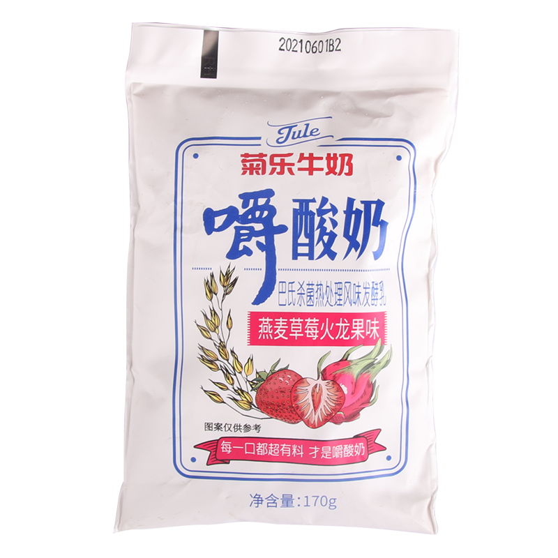 四川菊乐酸奶 170g*6袋 嚼着吃的酸奶水果燕麦袋装果味 燕麦草莓火龙
