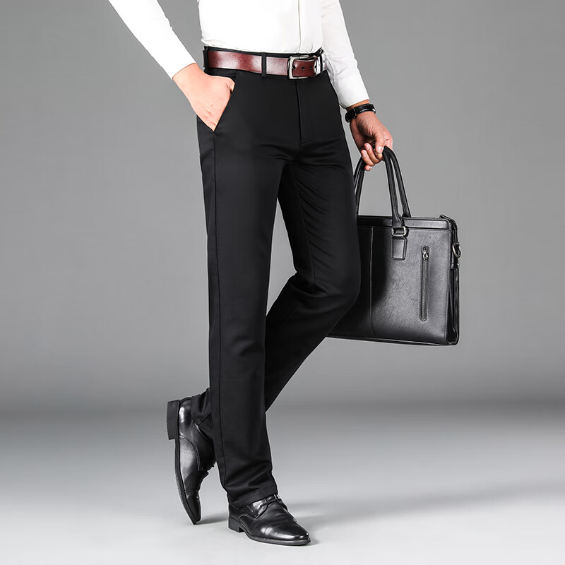 九牧王(joxod)男士休闲裤秋季新款高端天丝商务直筒免烫垂感抗皱长裤