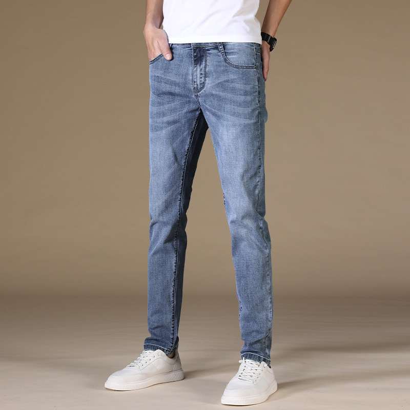 prato lee牛仔裤男修身小脚裤男春秋款商务裤男休闲长裤韩版潮流男士