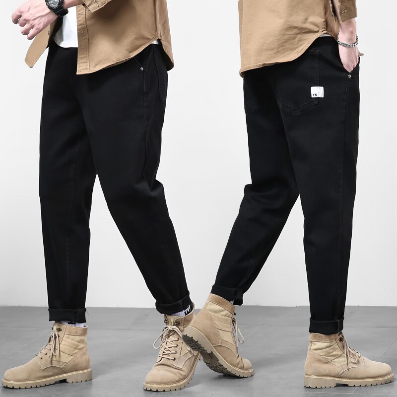 裤时尚潮流百搭大码裤子秋冬季男士加肥加大潮胖休闲显瘦长裤 30码 2