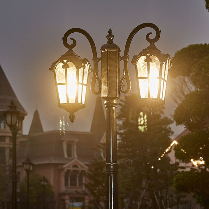 高杆家用院子欧式庭院3米小区景观灯双头户外防水别墅路灯 古罗马/高