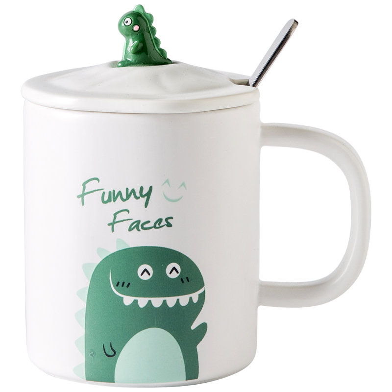 【限时优惠】小恐龙陶瓷杯子水杯马克杯带盖带勺420ML绿色产品价格走势及口碑评测|电商平台陶瓷马克杯历史价格查询